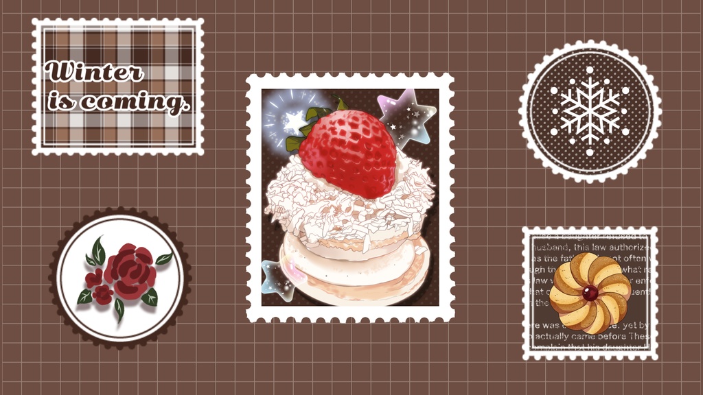 【無料/4カラー】切手/ケーキ/シーンチェンジ【配信素材】