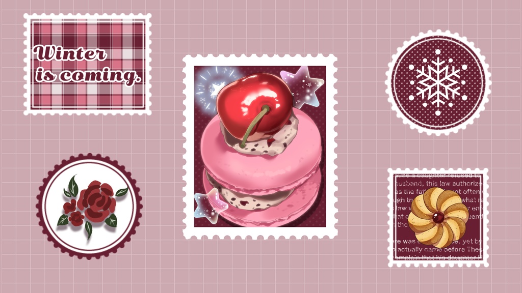 【無料/4カラー】切手/ケーキ/シーンチェンジ【配信素材】