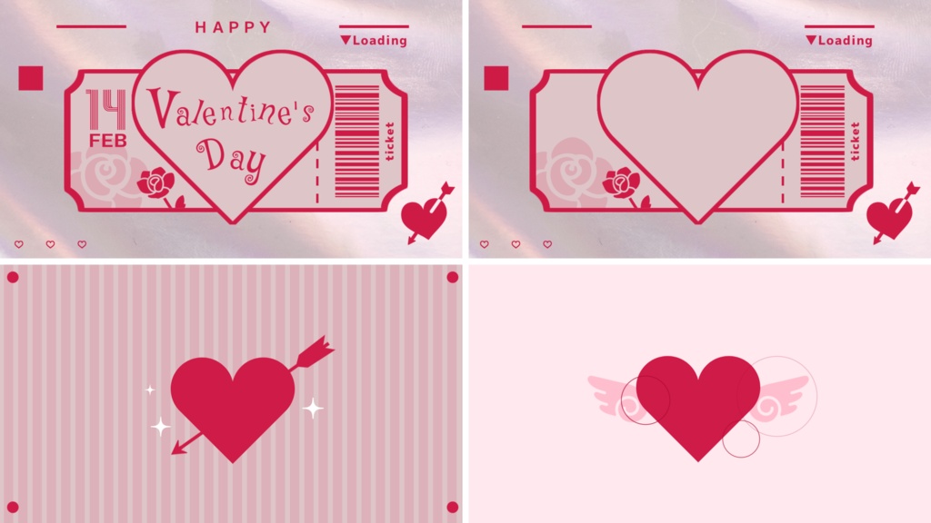 【4色】バレンタイン/トランジション/待機画面ループ可【配信素材】