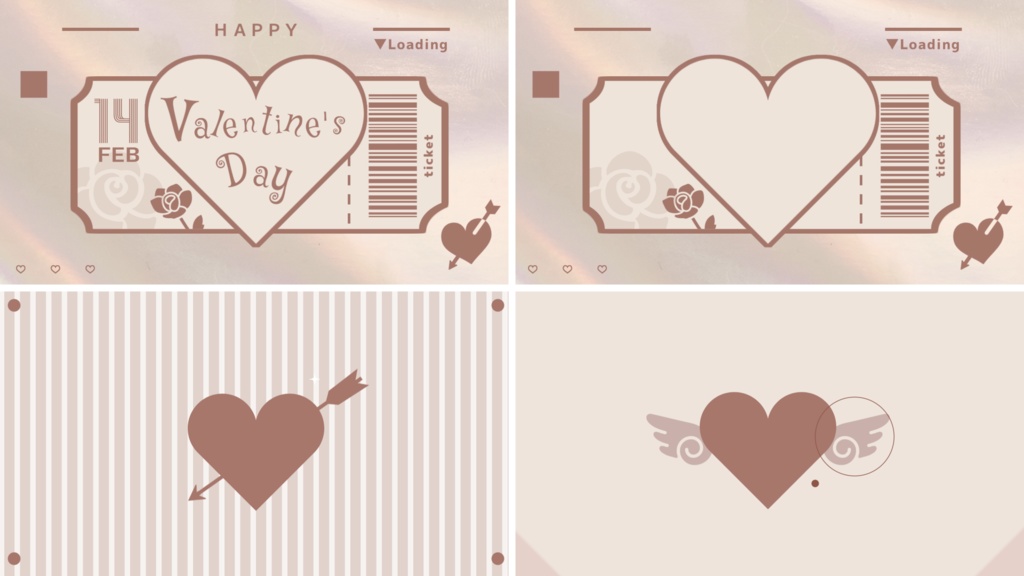 【4色】バレンタイン/トランジション/待機画面ループ可【配信素材】