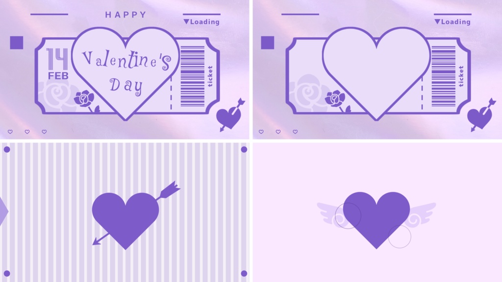 【4色】バレンタイン/トランジション/待機画面ループ可【配信素材】