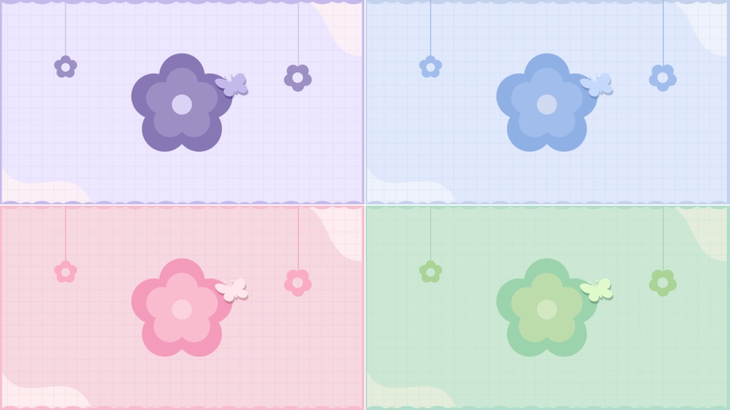 【4色】お花/トランジション/待機画面ループ可【配信素材】