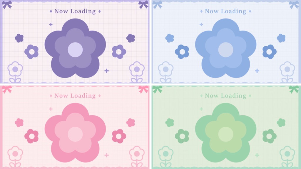 【4色】お花/トランジション/待機画面ループ可【配信素材】