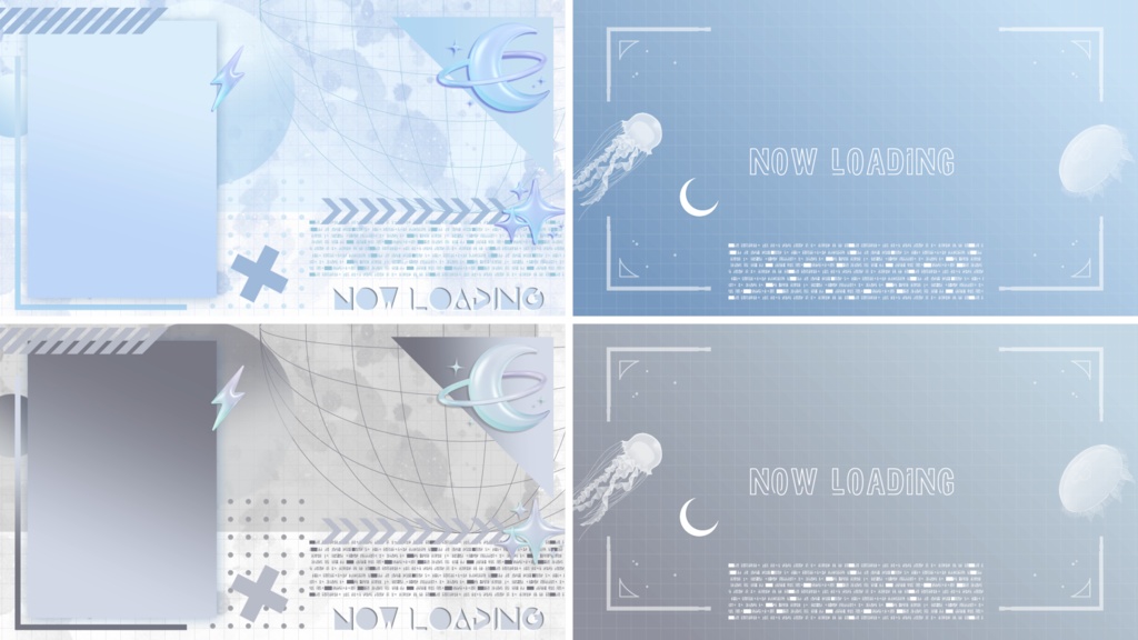 【4色】月/クラゲ/パステル/トランジション/待機画面ループ可【配信素材】