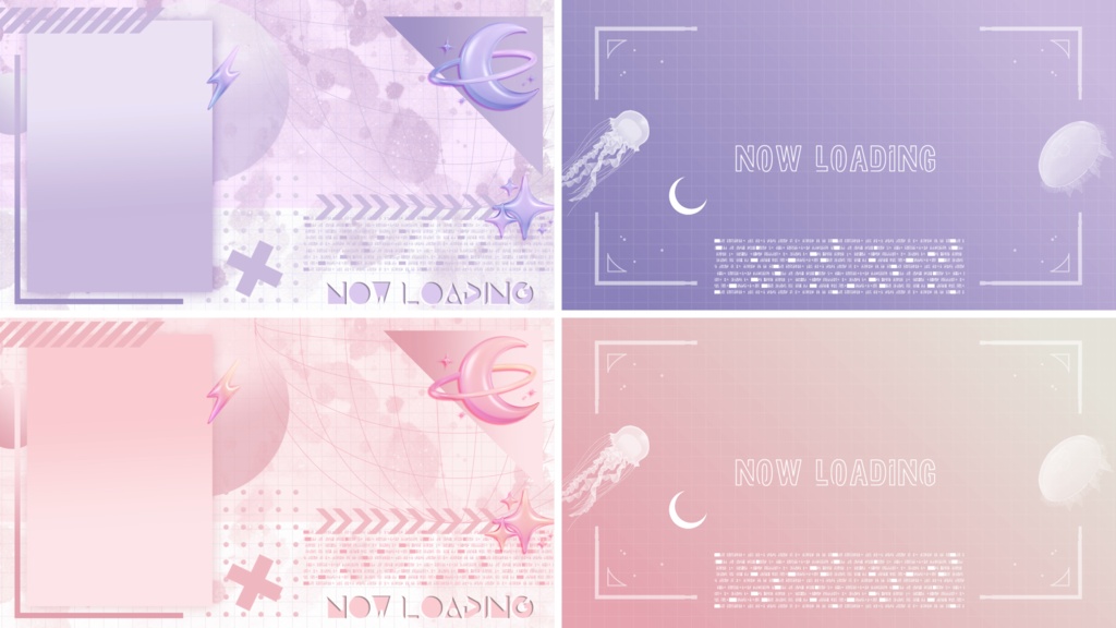 【4色】月/クラゲ/パステル/トランジション/待機画面ループ可【配信素材】