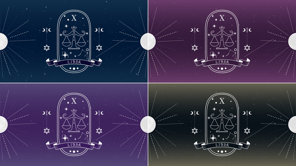 【無料/4カラー】星座/天秤座/10月/シーンチェンジ【配信素材】