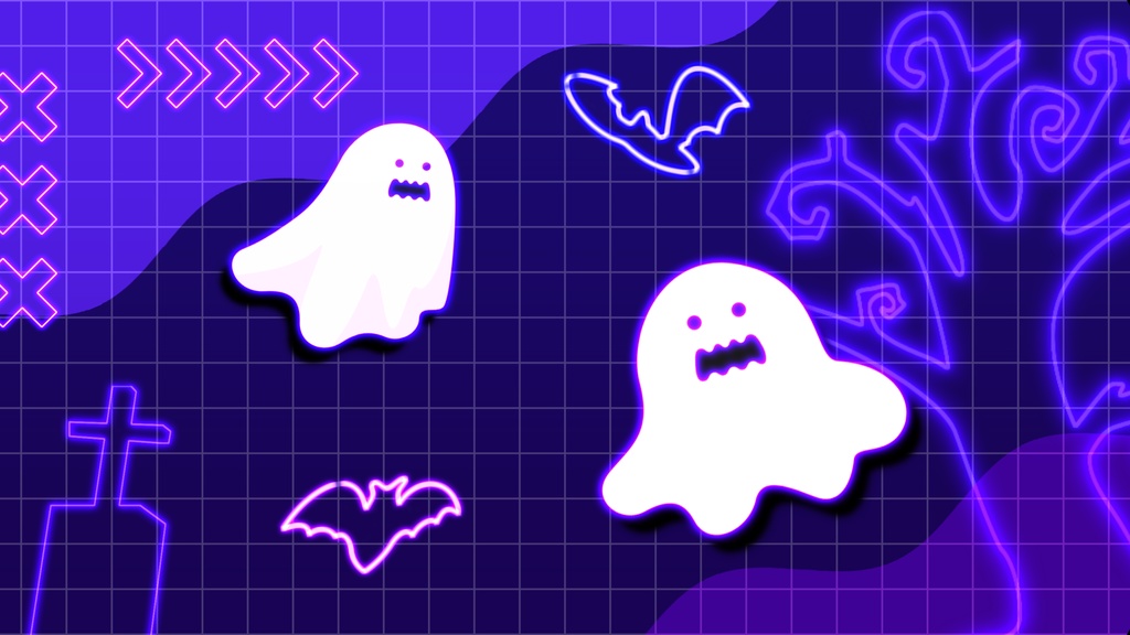 【無料/4カラー】おばけ/ハロウィン/シーンチェンジ【配信素材】