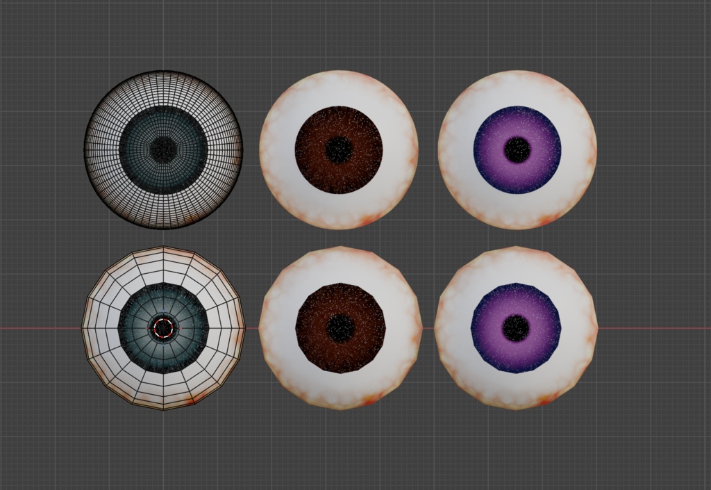 リアルな目の3Dモデル(FBX)6点セット|ハイポリ/ローポリ同梱