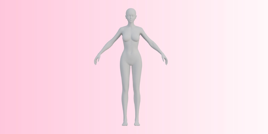 女性のベースメッシュ3Dモデル（FBX / Blender対応）