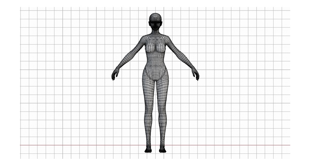 女性のベースメッシュ3Dモデル(FBX / Blender対応)