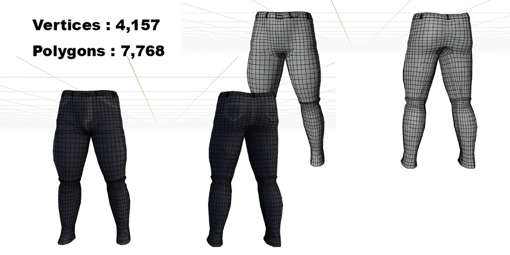 映像・ゲーム・VRChat向け 男性モデル用ジーンズ