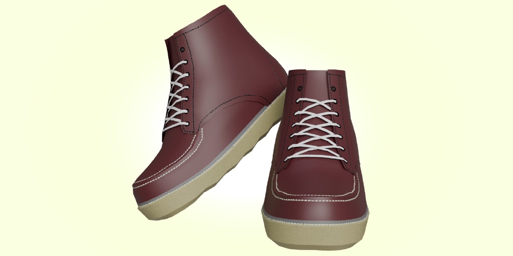 男性ブーツ 3Dモデル【ローポリ／映像・ゲーム制作向け】