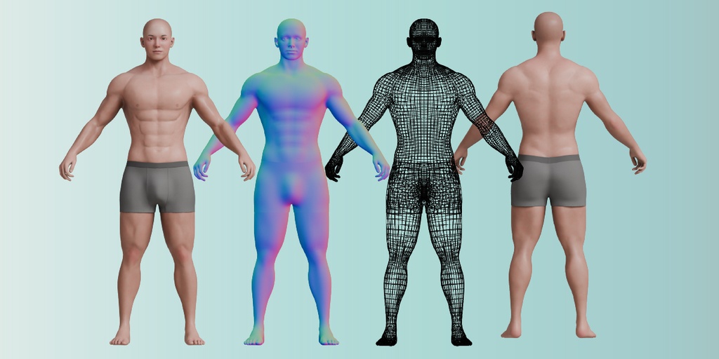 【リグ対応済み】オリジナル男性3Dキャラクター/Realistic Male Character Model|Blender 5.0.1対応