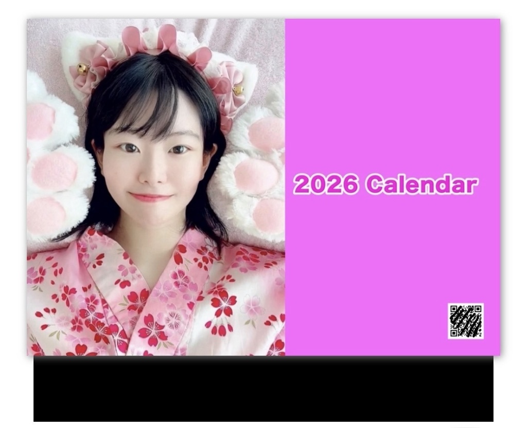 2026年卓上カレンダー（希望写真バージョン・①表紙ねこ🐈‍⬛手が上）卓上リング綴じB6サイズカレンダー