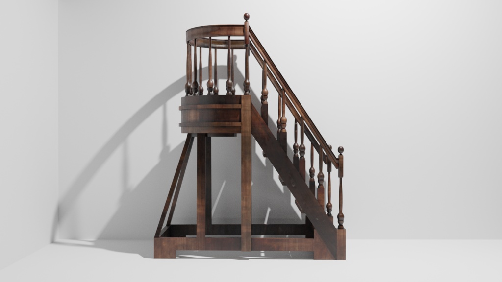 3Dオブジェクトデータ【Ladder1】アンティーク風 梯子 図書館
