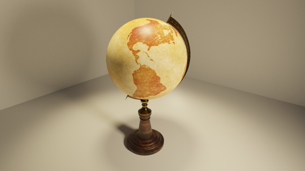 3Dオブジェクトデータ【globe2】アンティーク風 地球儀
