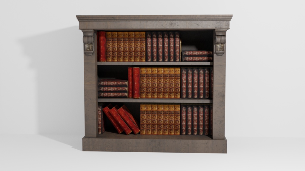 3Dオブジェクトデータ【book Shelf mini】 本棚 本付き スチームパンク風 アンティーク風