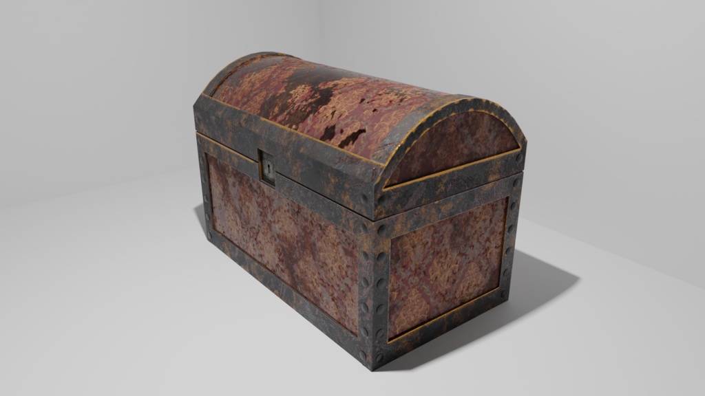 3Dオブジェクトデータ【Treasure_Chest】アンティーク風 宝箱