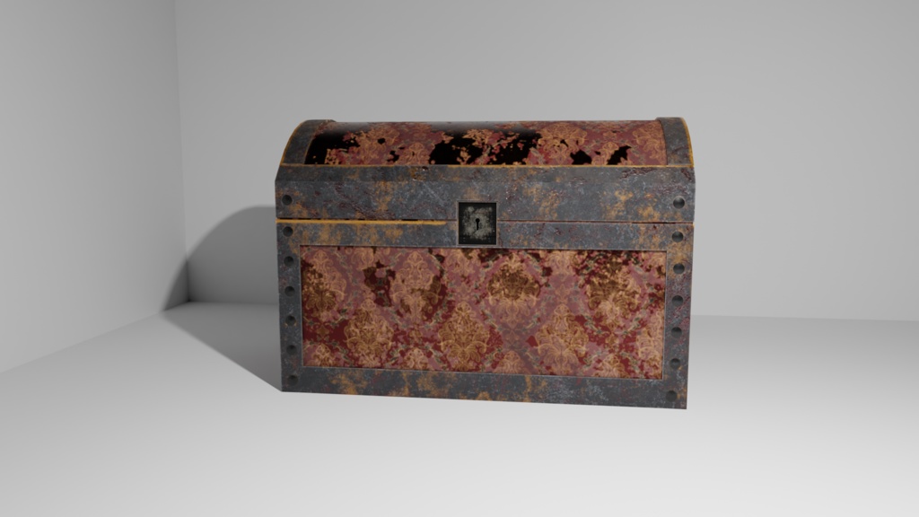 3Dオブジェクトデータ【Treasure_Chest】アンティーク風 宝箱