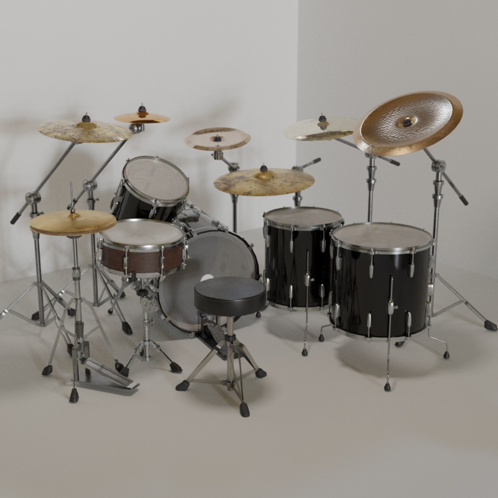 3DCG【Drum set】ドラムセット