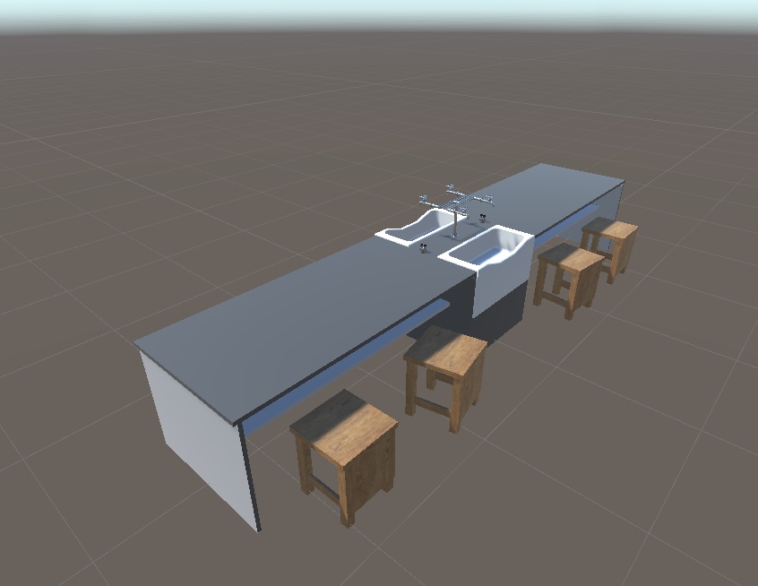 3DCG【school_science_desk】理科室の机 椅子セット