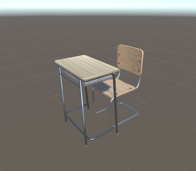 3DCG【school_desk_set】学校の机 椅子セット