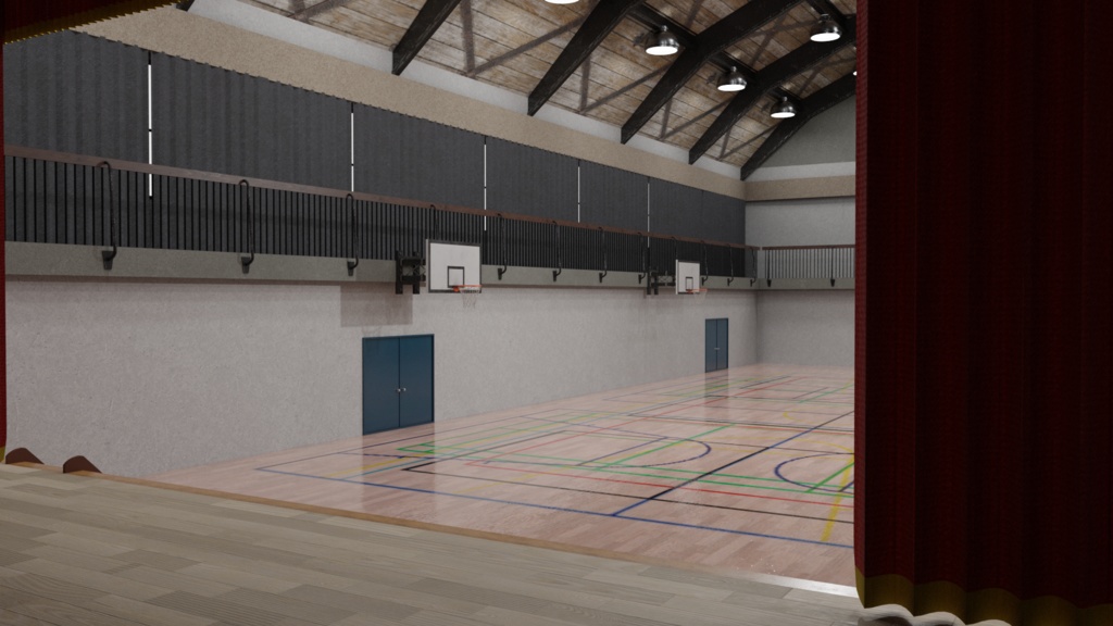 3DCG【school_gym】学校の体育館セット