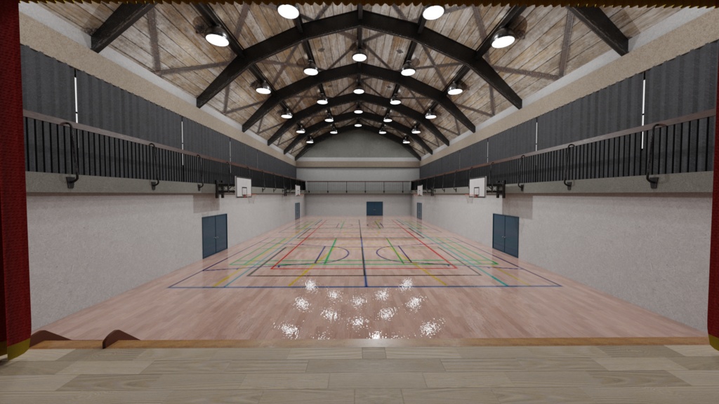 3DCG【school_gym】学校の体育館セット