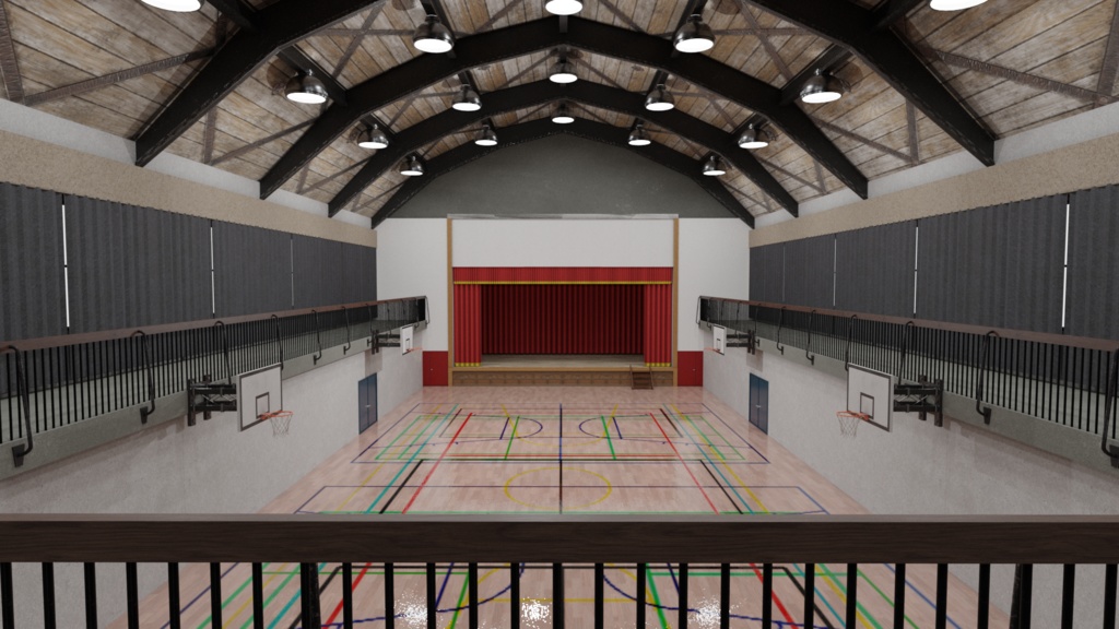 3DCG【school_gym】学校の体育館セット