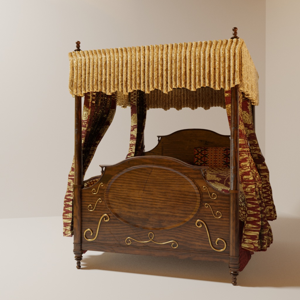3DCG【victorian_bed2】天蓋ベッド ビクトリアン風
