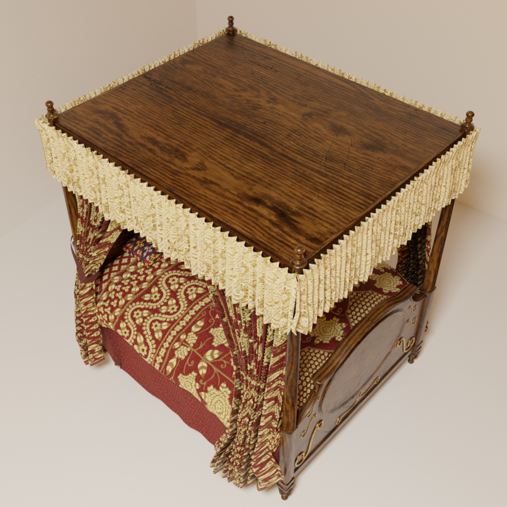 3DCG【victorian_bed2】天蓋ベッド ビクトリアン風