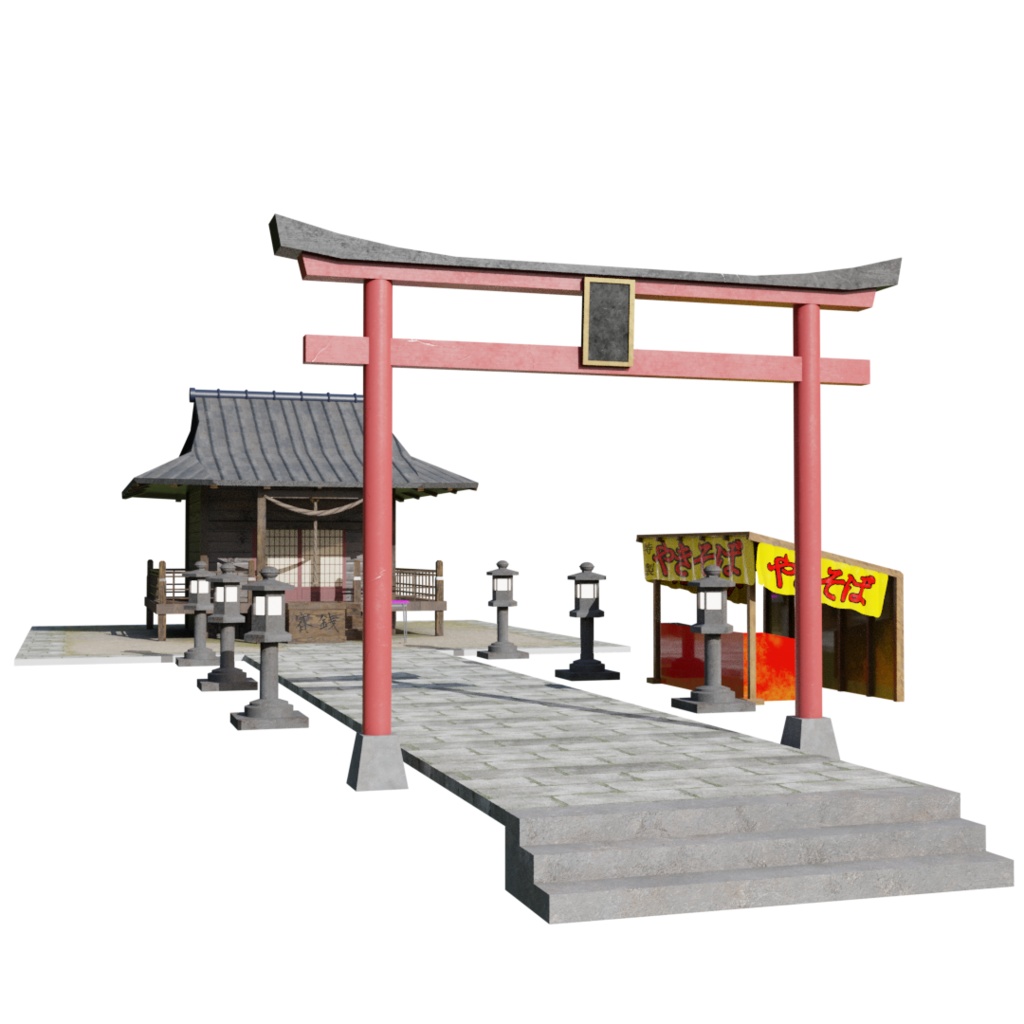 3DCG【temple_set】お寺 神社