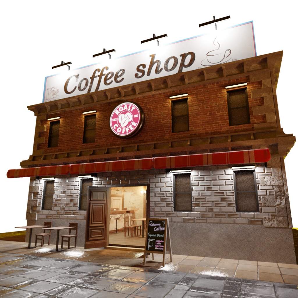 3DCG【cafe_set】カフェ店舗 セット