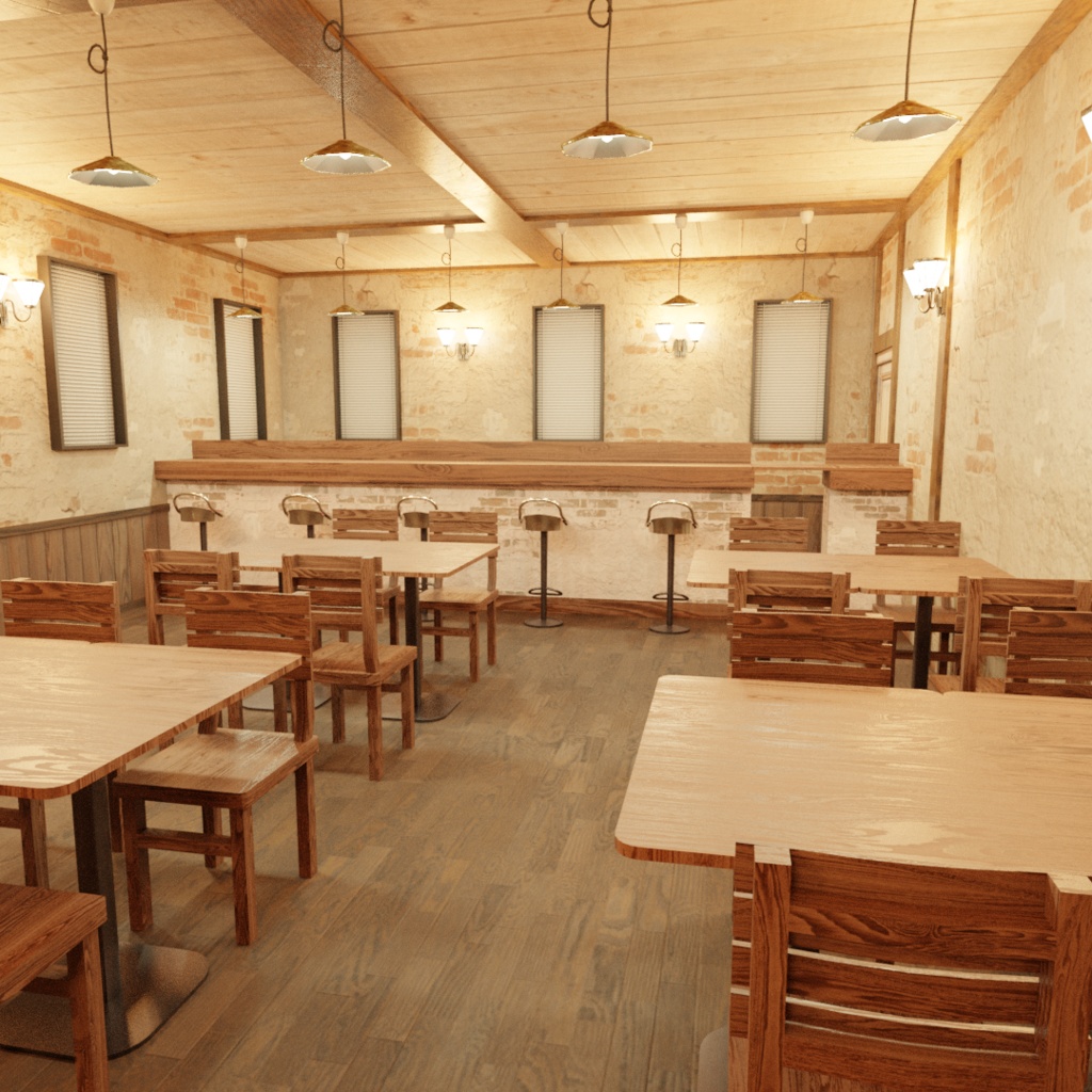 3DCG【cafe_set】カフェ店舗 セット