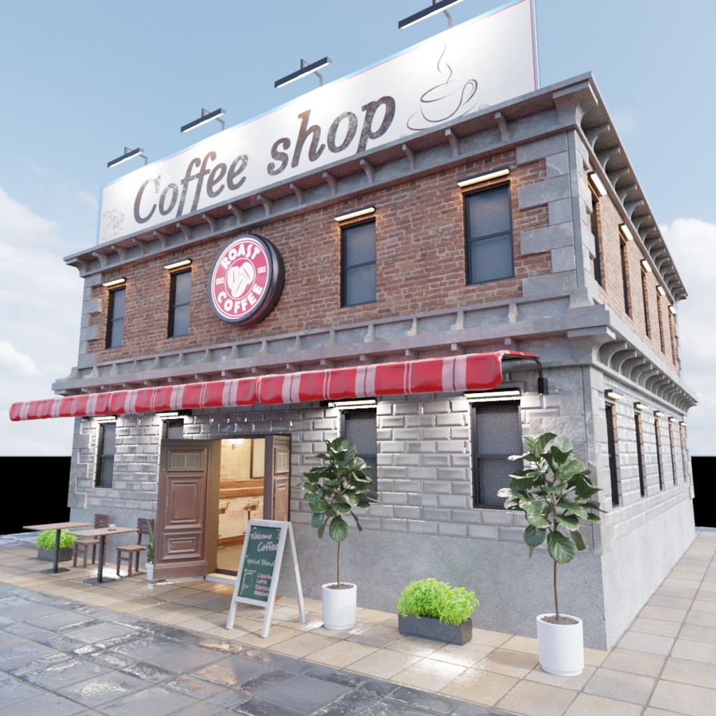3DCG【cafe_set】カフェ店舗 セット