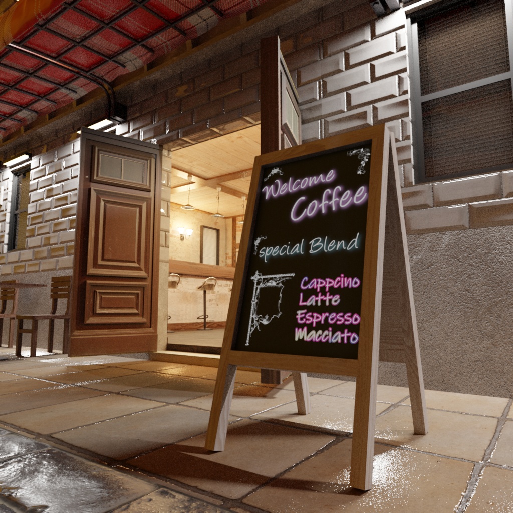 3DCG【cafe_set】カフェ店舗 セット