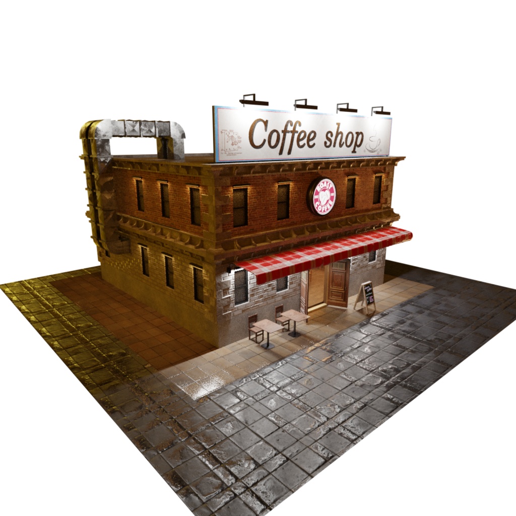 3DCG【cafe_set】カフェ店舗 セット