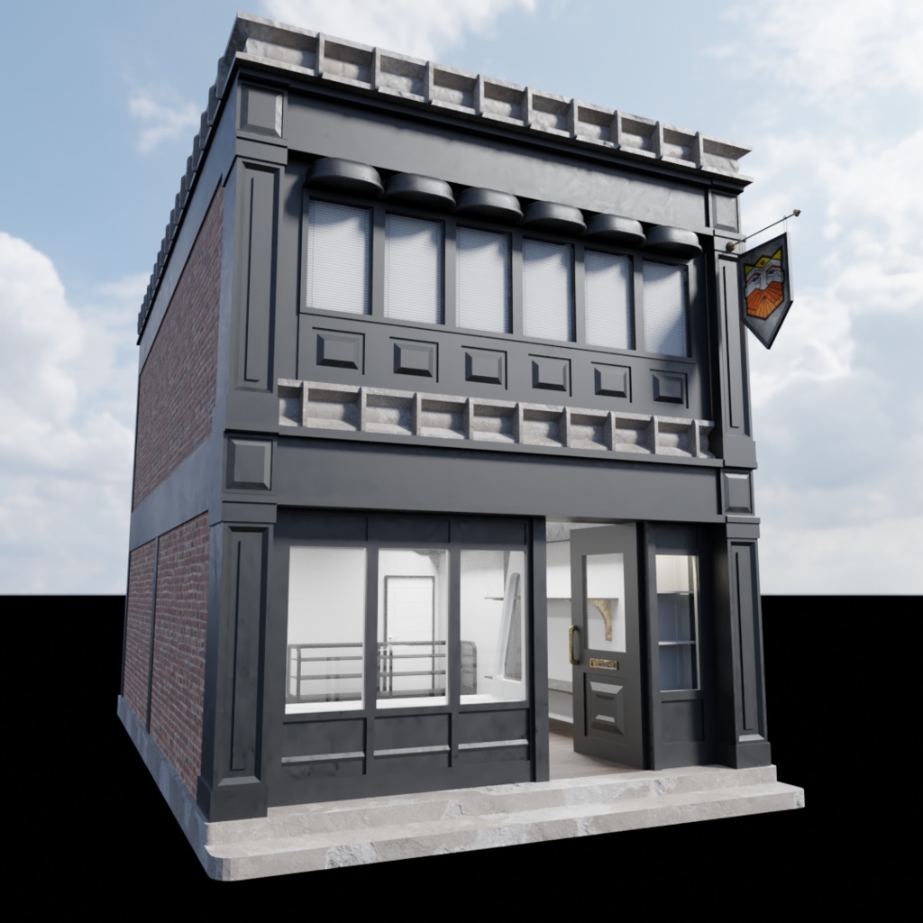 3DCG【shop_building】店舗セット お店