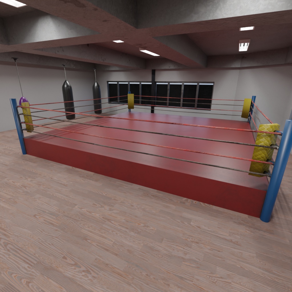 3DCG【boxing_gym】ボクシングジム セットモデル