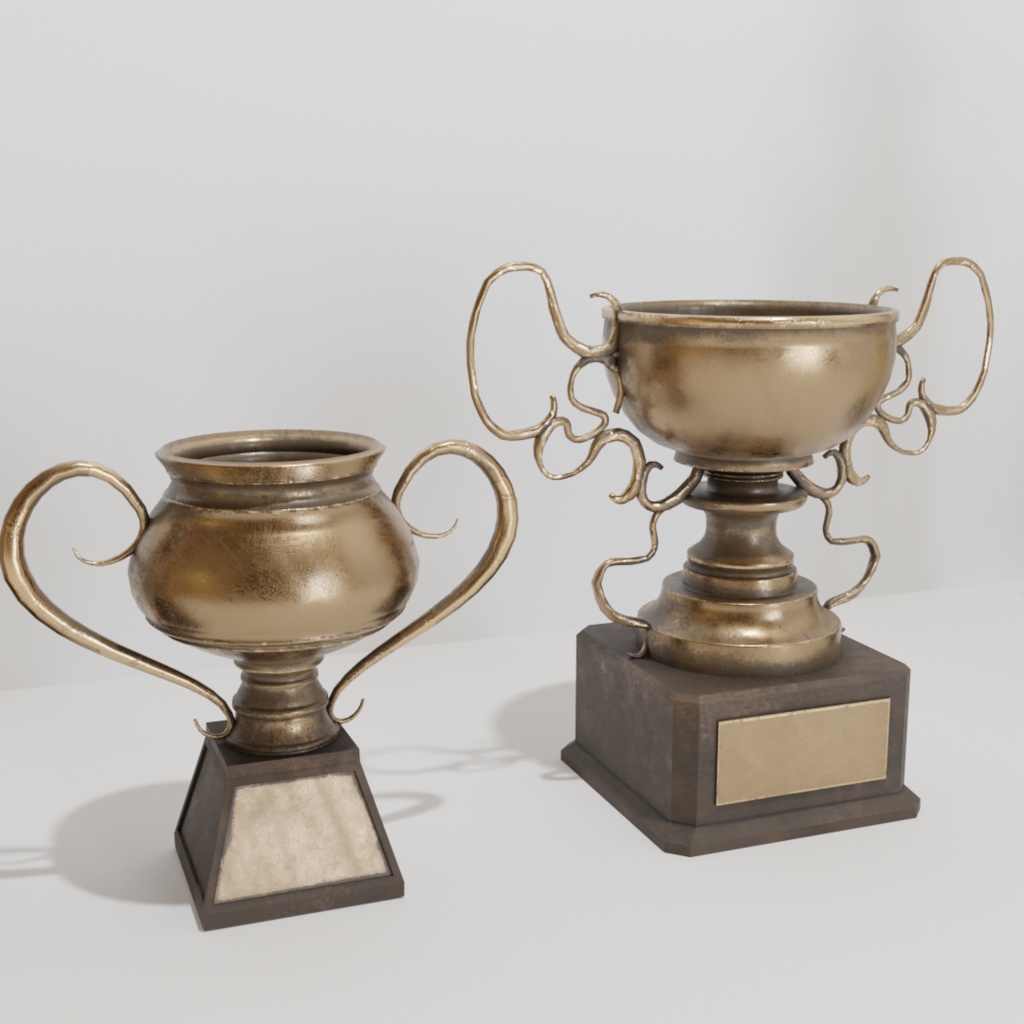 3DCG【Trophy_Cup_set】トロフィー カップ セットモデル