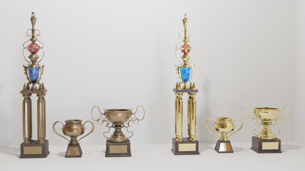 3DCG【Trophy_Cup_set】トロフィー カップ セットモデル