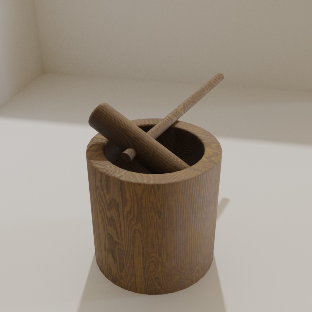 3DCG【kine_usu_set】杵 臼 餅つきセット