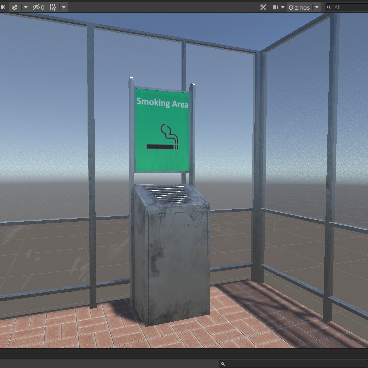 3DCG【smoking_room】喫煙所 灰皿セットモデル
