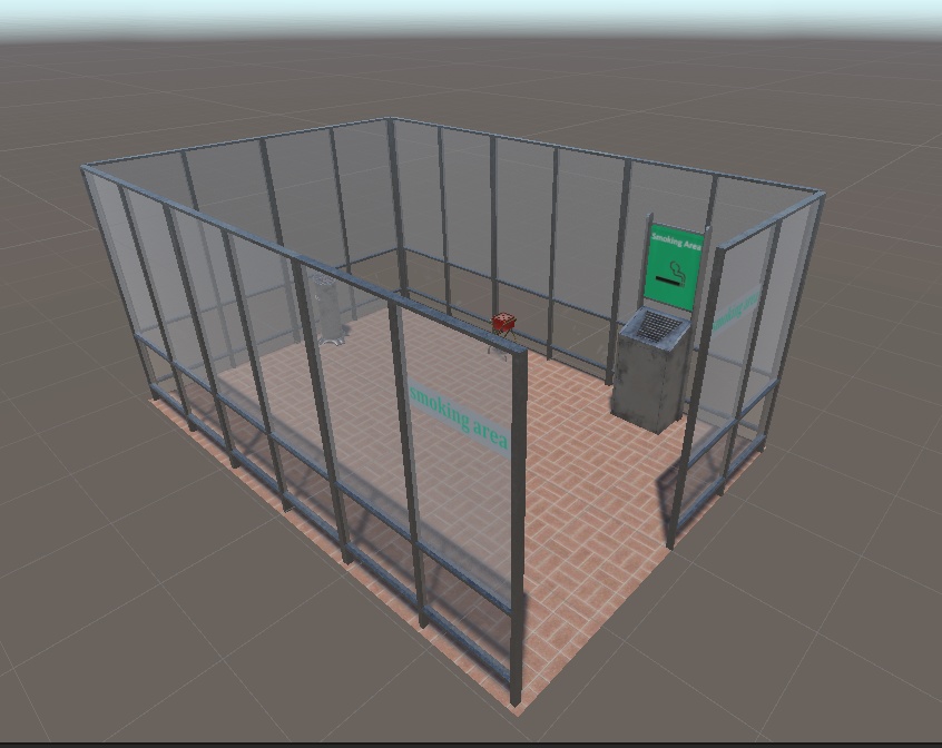 3DCG【smoking_room】喫煙所 灰皿セットモデル