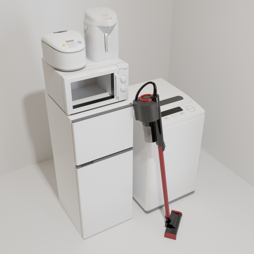 【Home_appliances_Set】新生活家電6点セット(電子レンジ/冷蔵庫/掃除機/炊飯器/ポット/洗濯機)