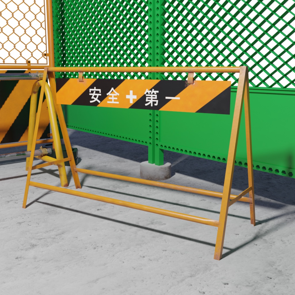 3DCG【fence_set】フェンス 4点セット