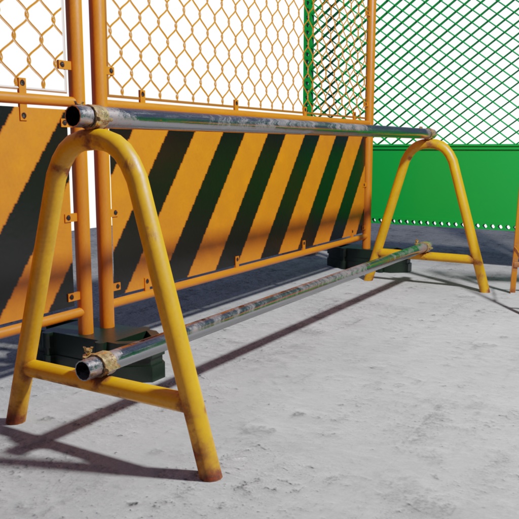 3DCG【fence_set】フェンス 4点セット