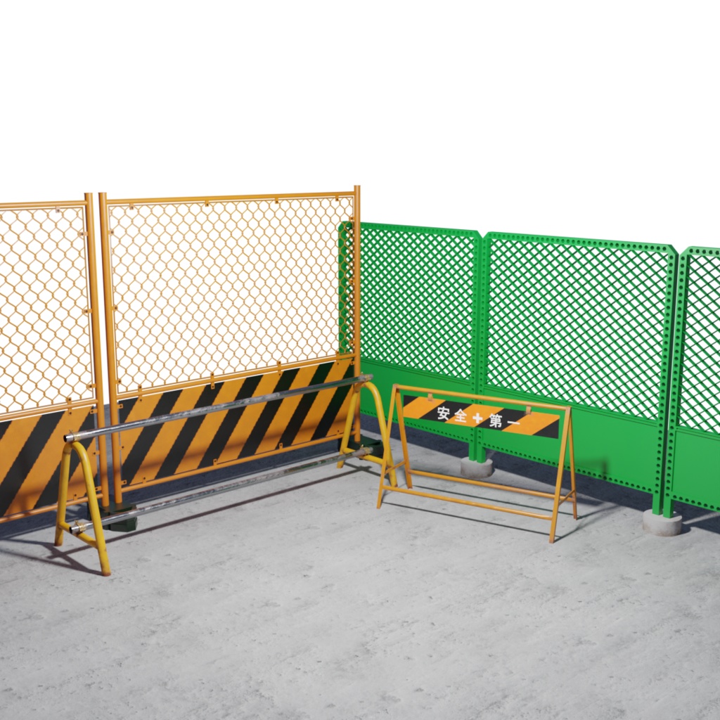 3DCG【fence_set】フェンス 4点セット