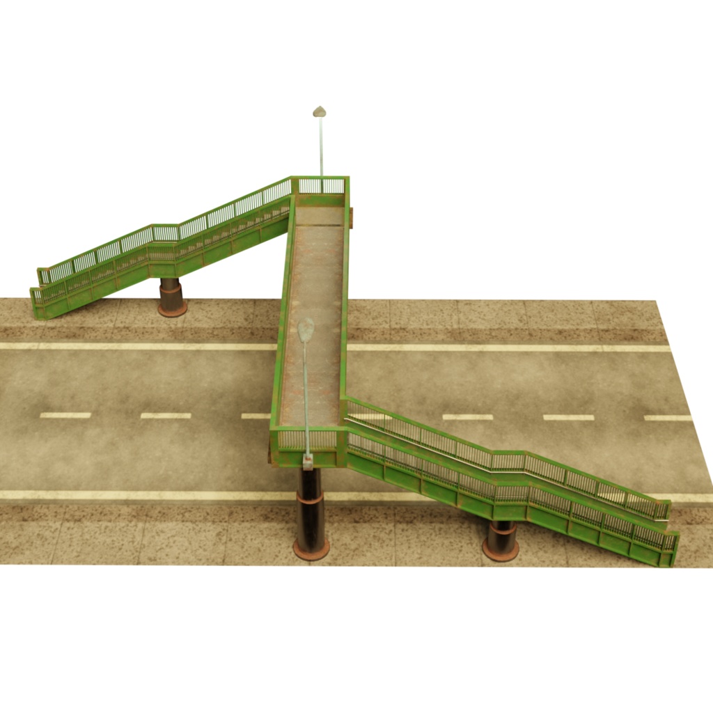 3DCG【Pedestrian_bridge】歩道橋 3種セット
