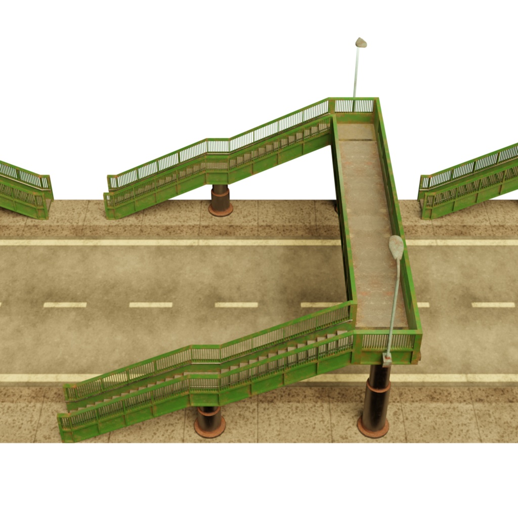3DCG【Pedestrian_bridge】歩道橋 3種セット